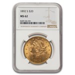 1892-S $20 Liberty Gold Double Eagle MS-62 NGC