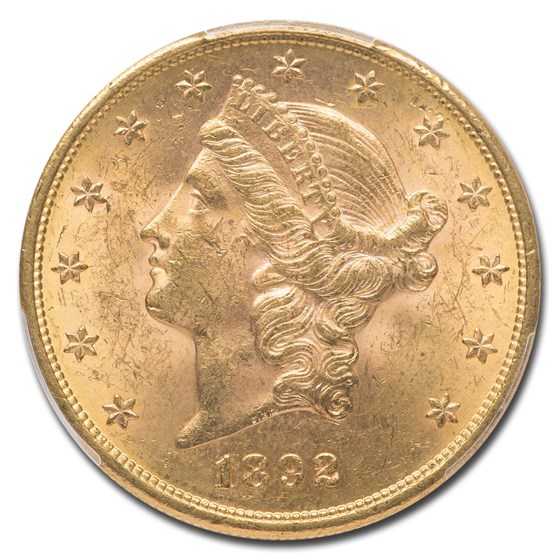1892-S $20 Liberty Gold Double Eagle MS-62 PCGS CAC 1892-S $20 Liberty Gold Double Eagle MS-62 PCGS CAC