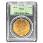 1892-S $20 Liberty Gold Double Eagle MS-62 PCGS