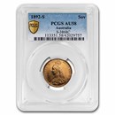 1892-S Australia Gold Sovereign Victoria Jubilee AU-58 PCGS 1892-S Australia Gold Sovereign Victoria Jubilee AU-58 PCGS