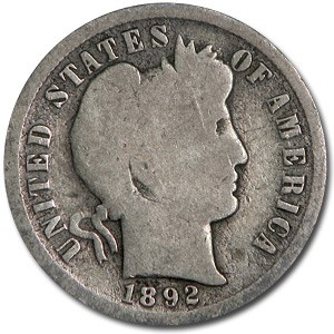 1892-S Barber Dime Good 1892-S Barber Dime Good