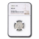 1892-S Barber Dime MS-64 NGC