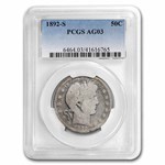 1892-S Barber Half Dollar AG-03 PCGS