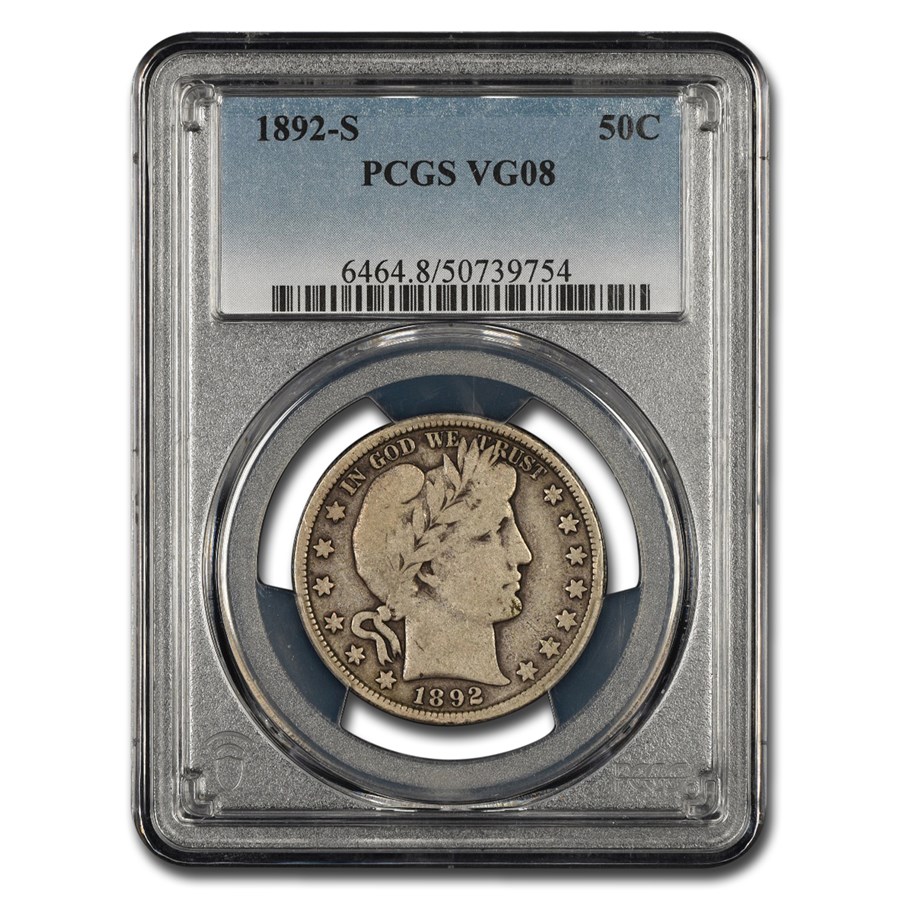 1892-S Barber Half Dollar VG-8 PCGS