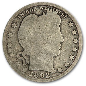 1892-S Barber Quarter AG 1892-S Barber Quarter AG