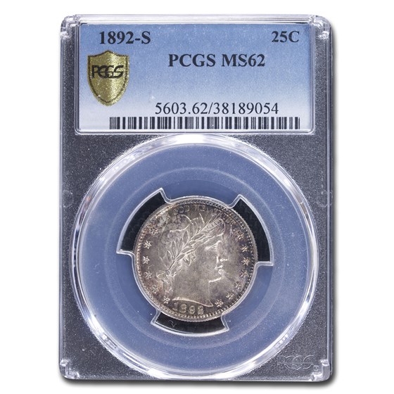 1892-S Barber Quarter MS-62 PCGS 1892-S Barber Quarter MS-62 PCGS