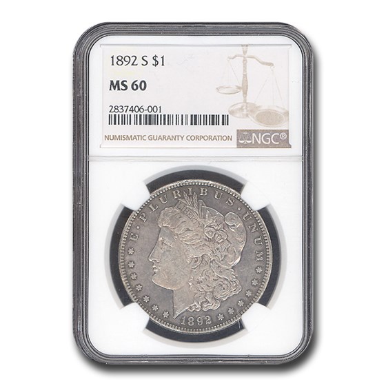 1892-S Morgan Dollar MS-60 NGC 1892-S Morgan Dollar MS-60 NGC