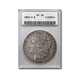 1892-S Morgan Dollar XF-40 ANACS 1892-S Morgan Dollar XF-40 ANACS