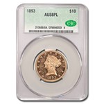 1893 $10 Liberty Gold Eagle AU-58 PL CACG