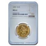 1893 $10 Liberty Gold Eagle MS-61 NGC
