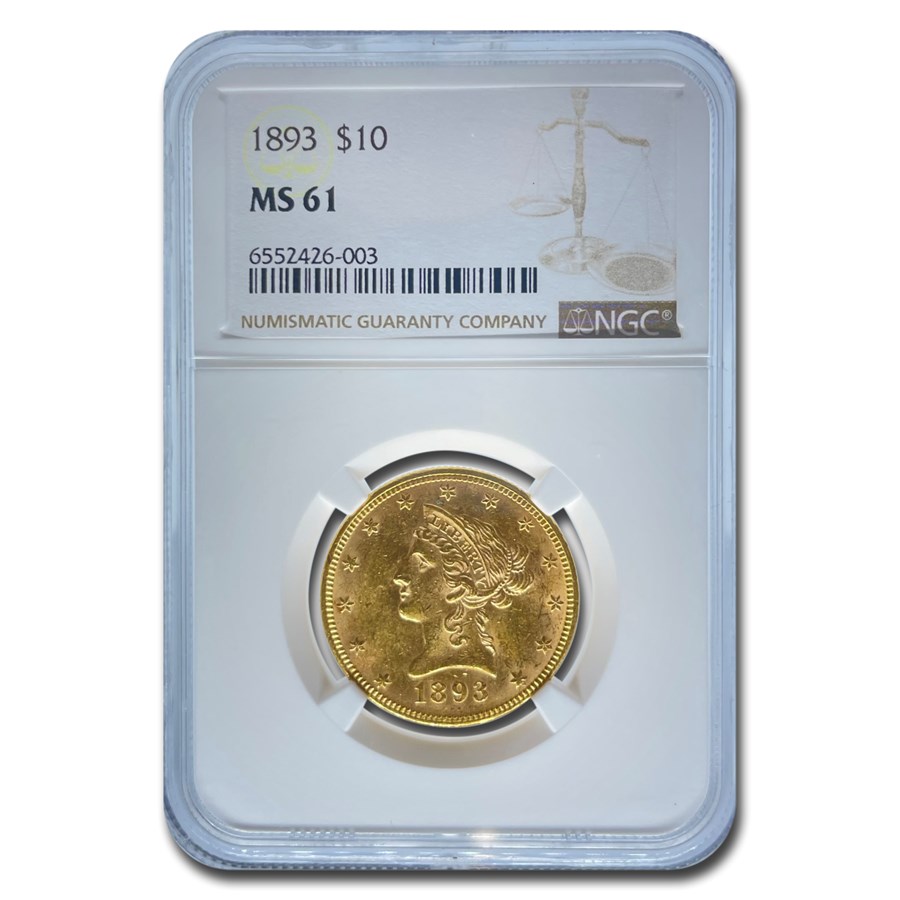 1893 $10 Liberty Gold Eagle MS-61 NGC