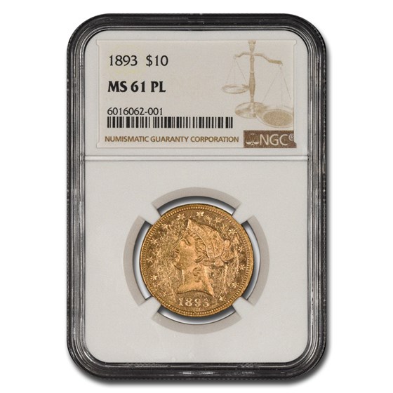 1893 $10 Liberty Gold Eagle MS-61 PL NGC 1893 $10 Liberty Gold Eagle MS-61 PL NGC