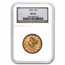 1893 $10 Liberty Gold Eagle MS-63 NGC