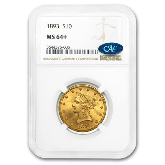 1893 $10 Liberty Gold Eagle MS-64+ NGC (CAC) 1893 $10 Liberty Gold Eagle MS-64+ NGC (CAC)