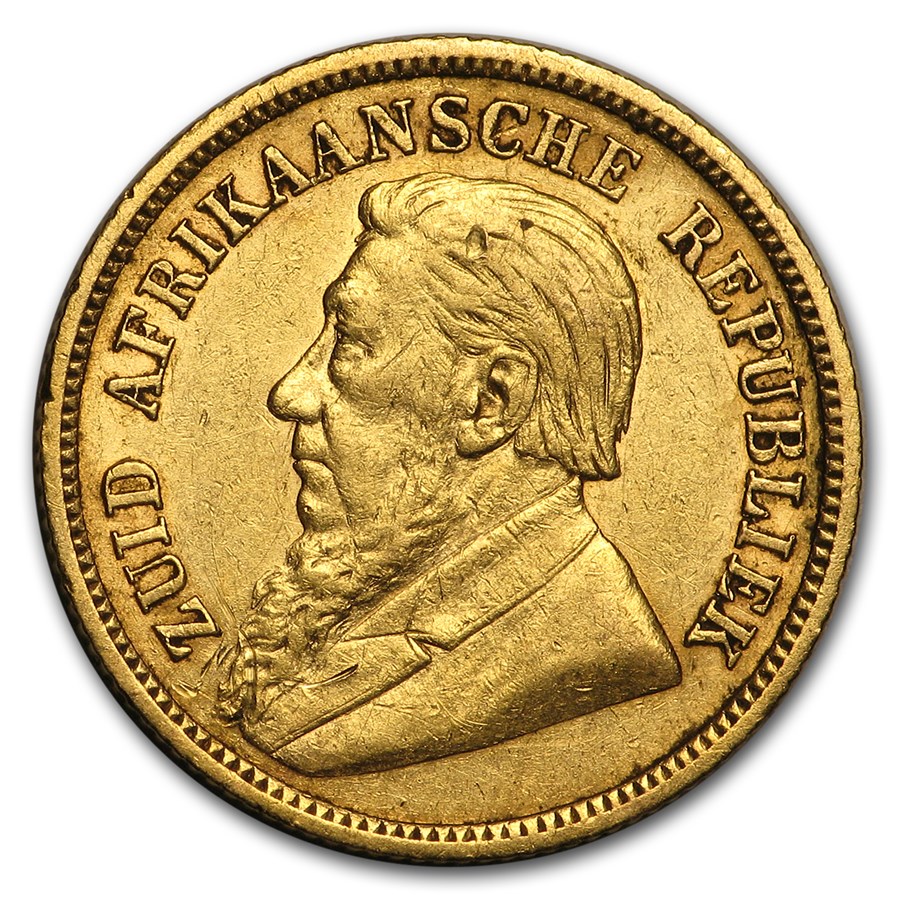 1893-1897 South Africa Gold 1/2 Pond Avg Circ (Random)