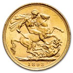 1893-1901 Australia Gold Sovereign Victoria Veil Head AU