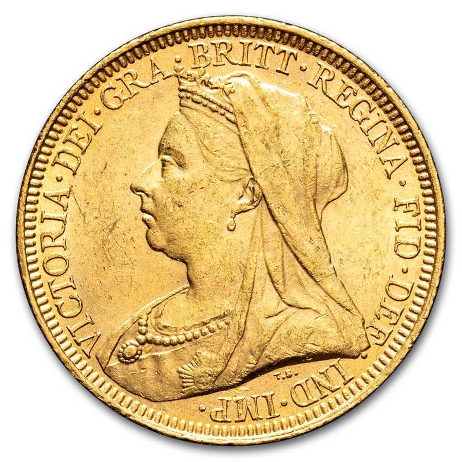 1893-1901 Australia Gold Sovereign Victoria Veil Head AU