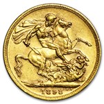 1893-1901 Australia Gold Sovereign Victoria Veil Head Avg Circ