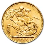 1893-1901 Australia Gold Sovereign Victoria Veil Head BU