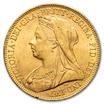 1893-1901 Australia Gold Sovereign Victoria Veil Head BU