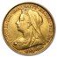 1893-1901 Great Britain Gold 1/2 Sovereign Victoria Veil Avg Circ