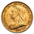 1893-1901 Great Britain Gold Half Sov Victoria Veil Head AU