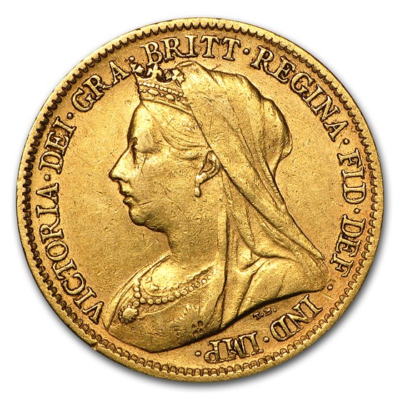 1893-1901 Great Britain Gold Half Sov Victoria Veil Head Avg Circ 1893-1901 Great Britain Gold Half Sov Victoria Veil Head Avg Circ