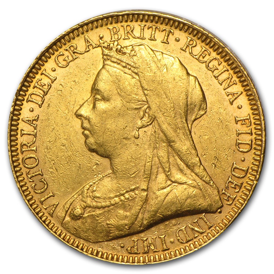 1893-1901 Great Britain Gold Sov. Victoria Veil Head (Avg Circ)