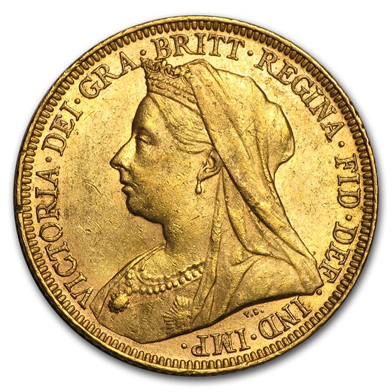 1893-1901 Great Britain Gold Sovereign Victoria Veil Head AU 1893-1901 Great Britain Gold Sovereign Victoria Veil Head AU