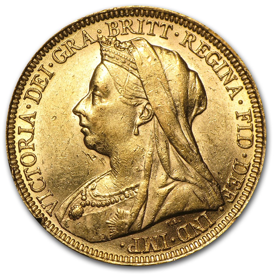 1893-1901 Great Britain Gold Sovereign Victoria Veil Head BU