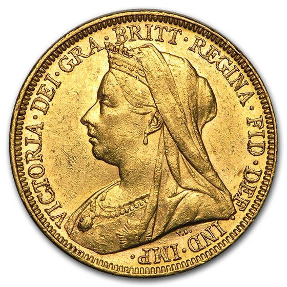 1893-1901-M Australia Gold Sovereign Victoria Veil Head AU 1893-1901-M Australia Gold Sovereign Victoria Veil Head AU