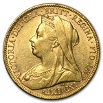 1893-1901-M Australia Gold Sovereign Victoria Veil Head Avg Circ