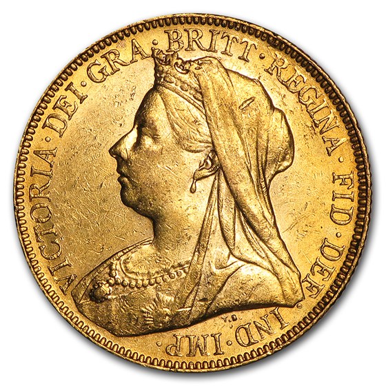 1893-1901-P Australia Gold Sovereign Victoria Veil Head BU 1893-1901-P Australia Gold Sovereign Victoria Veil Head BU