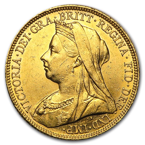 1893-1901-S Australia Gold Sovereign Victoria Veil Head AU 1893-1901-S Australia Gold Sovereign Victoria Veil Head AU