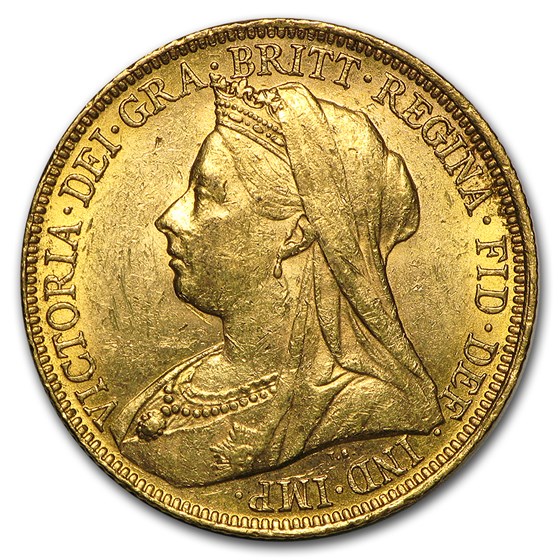 1893-1901-S Australia Gold Sovereign Victoria Veil Head BU 1893-1901-S Australia Gold Sovereign Victoria Veil Head BU