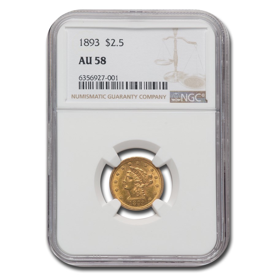 1893 $2.50 Liberty Gold Quarter Eagle AU-58 NGC