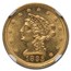1893 $2.50 Liberty Gold Quarter Eagle MS-62 NGC