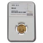 1893 $2.50 Liberty Gold Quarter Eagle MS-62 NGC