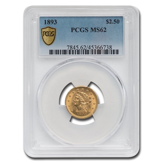 1893 $2.50 Liberty Gold Quarter Eagle MS-62 PCGS 1893 $2.50 Liberty Gold Quarter Eagle MS-62 PCGS