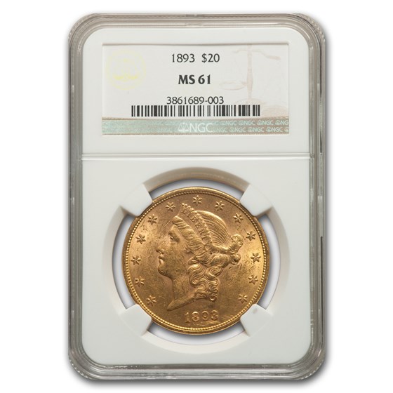1893 $20 Liberty Gold Double Eagle MS-61 NGC