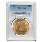 1893 $20 Liberty Gold Double Eagle MS-61 PCGS