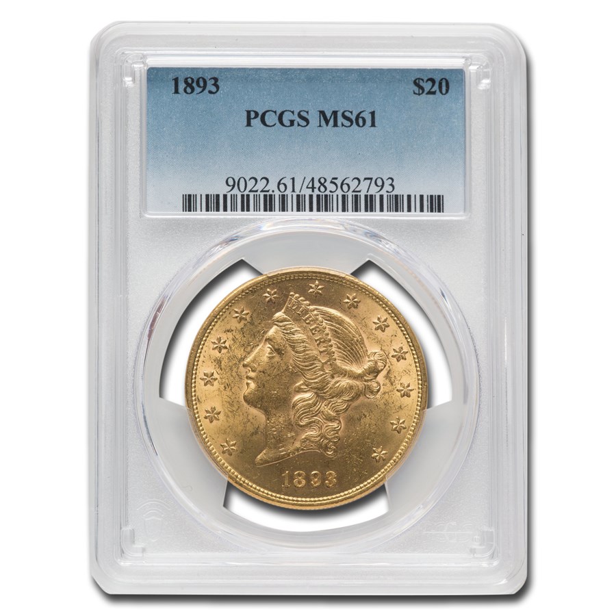 1893 $20 Liberty Gold Double Eagle MS-61 PCGS