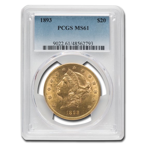 1893 $20 Liberty Gold Double Eagle MS-61 PCGS 1893 $20 Liberty Gold Double Eagle MS-61 PCGS