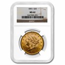 1893 $20 Liberty Gold Double Eagle MS-62 NGC
