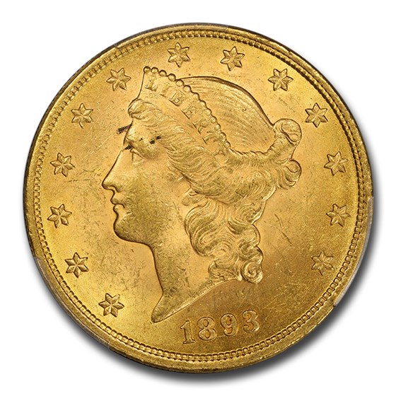 1893 $20 Liberty Gold Double Eagle MS-62 PCGS CAC 1893 $20 Liberty Gold Double Eagle MS-62 PCGS CAC