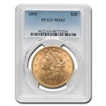 1893 $20 Liberty Gold Double Eagle MS-63 PCGS