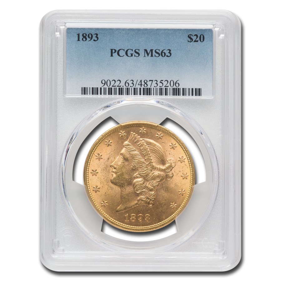 1893 $20 Liberty Gold Double Eagle MS-63 PCGS