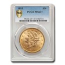 1893 $20 Liberty Gold Double Eagle MS-63+ PCGS