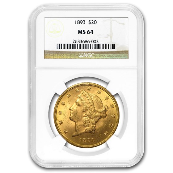 1893 $20 Liberty Gold Double Eagle MS-64 NGC 1893 $20 Liberty Gold Double Eagle MS-64 NGC