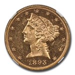 1893 $5 Liberty Gold Half Eagle MS-63 NGC (DPL)